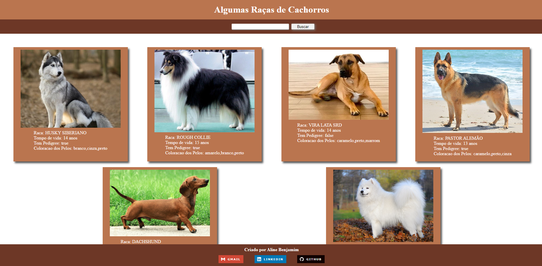 projeto de um site falando sobre algumas racas de cachorros